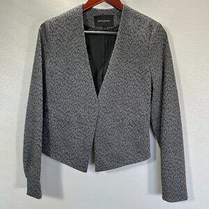 Banana Republic Blazer Jacket Womens 4 Gray Stretch Animal Print  Lined
